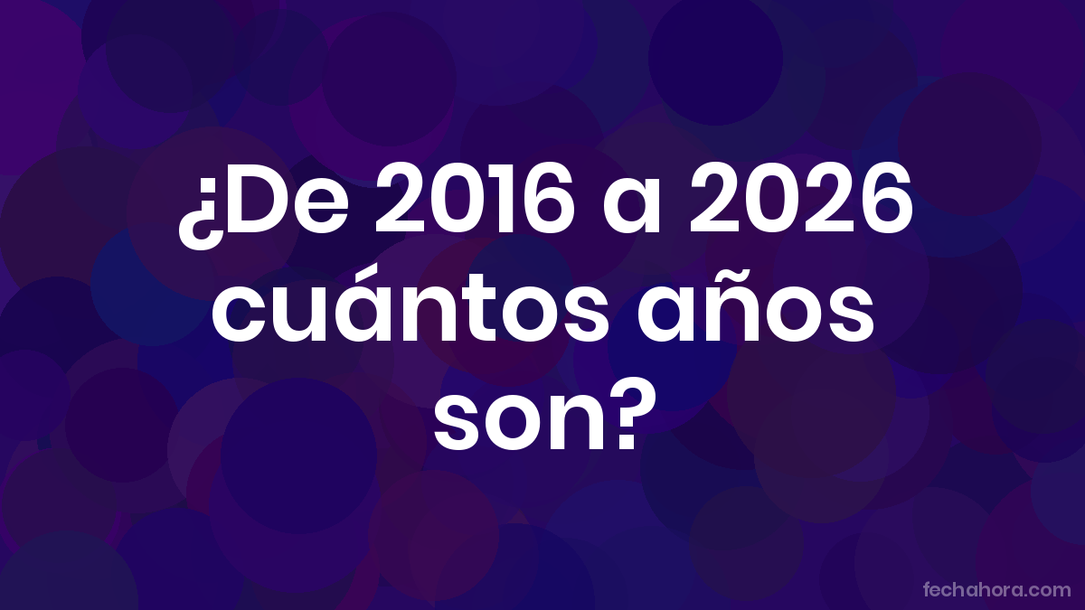¿De 2016 a 2026 cuántos años son? - FechaHora
